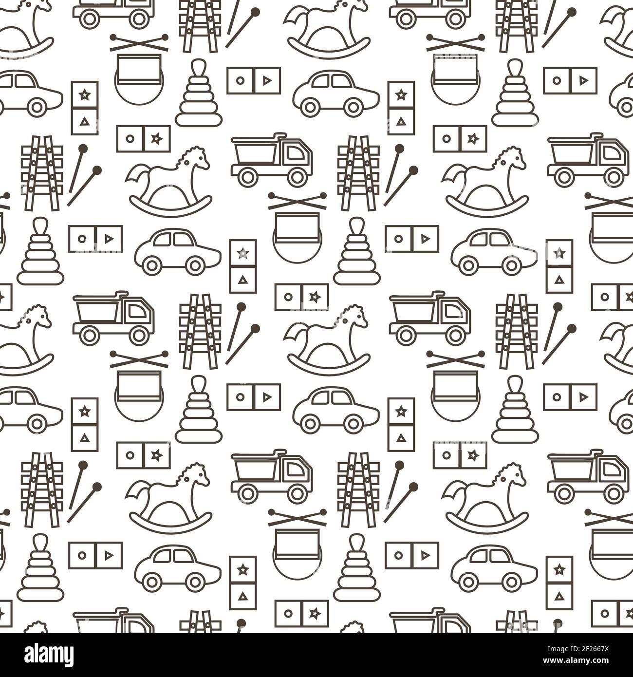 Vector Seamless Pattern Kid Toys Illustration Happy Childhood Gaming Items Cars Pyramid Domino Xylophone Drum Ball Primary School Elementary Grade Stock Vector Image Art Alamy