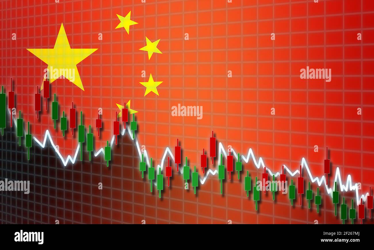 An Illustrated Visual Of Economic Ups And Downs With The Flag China An Illustrated Visual Of Economic Ups And Downs With The Flag China