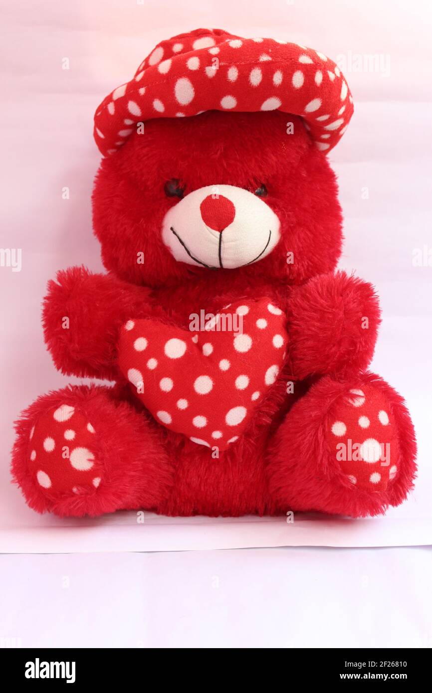 White and best sale red teddy bear