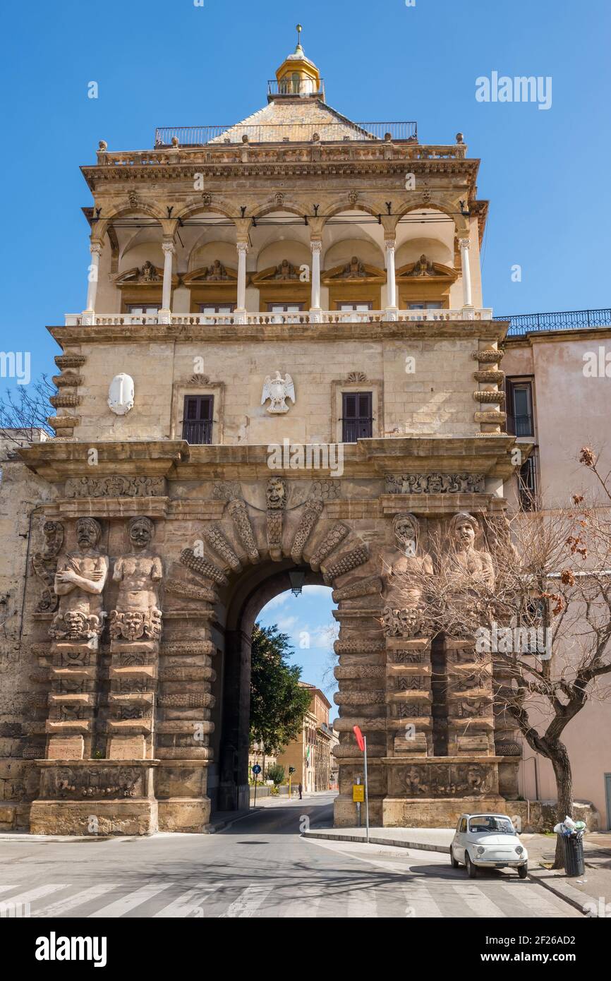 Porta Nuova in Palermo, Sicily, Italy Stock Photo