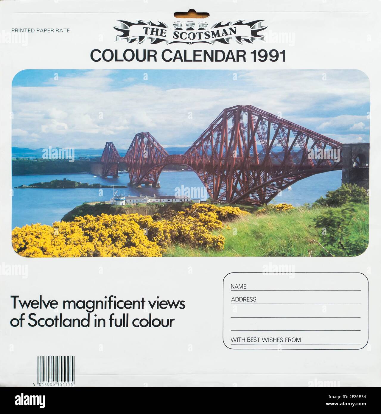 Forth Rail Bridge on The Scotsman Calendar 1991 Stock Photo