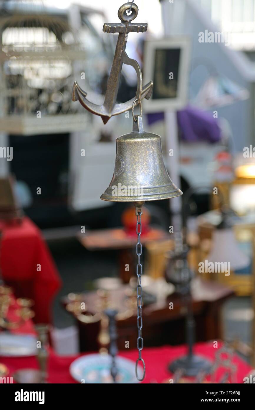 Old Brass Bell at Flea Market Stock Photo Alamy