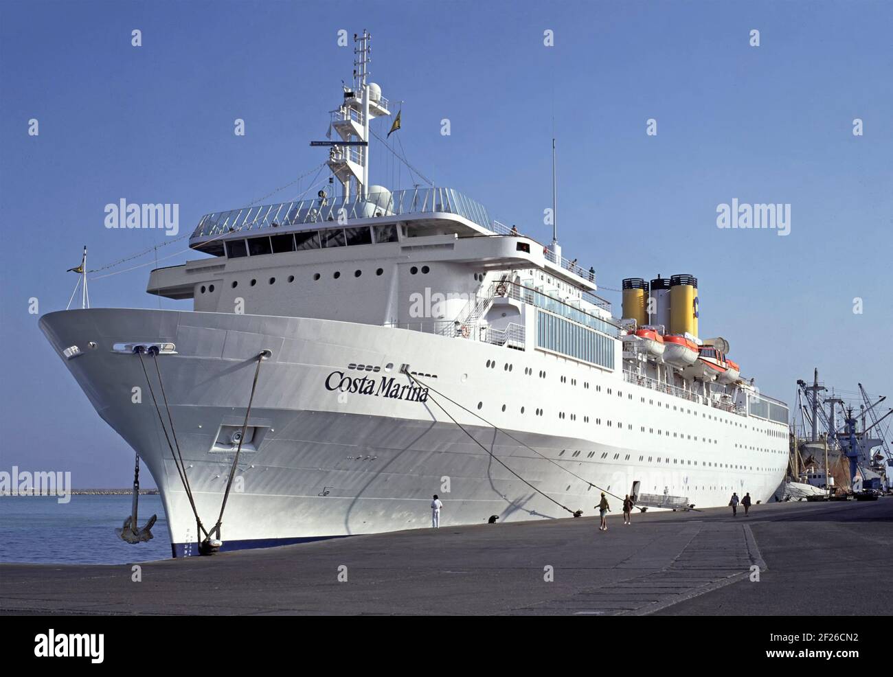 Historical 1993 Archive View Of Costa Marinna Cruise Ship Liner Which Started Life As A Container Ship Named Axel Johnson And Converted By The Costa Cruises Business Seen Here In 1990s Moored