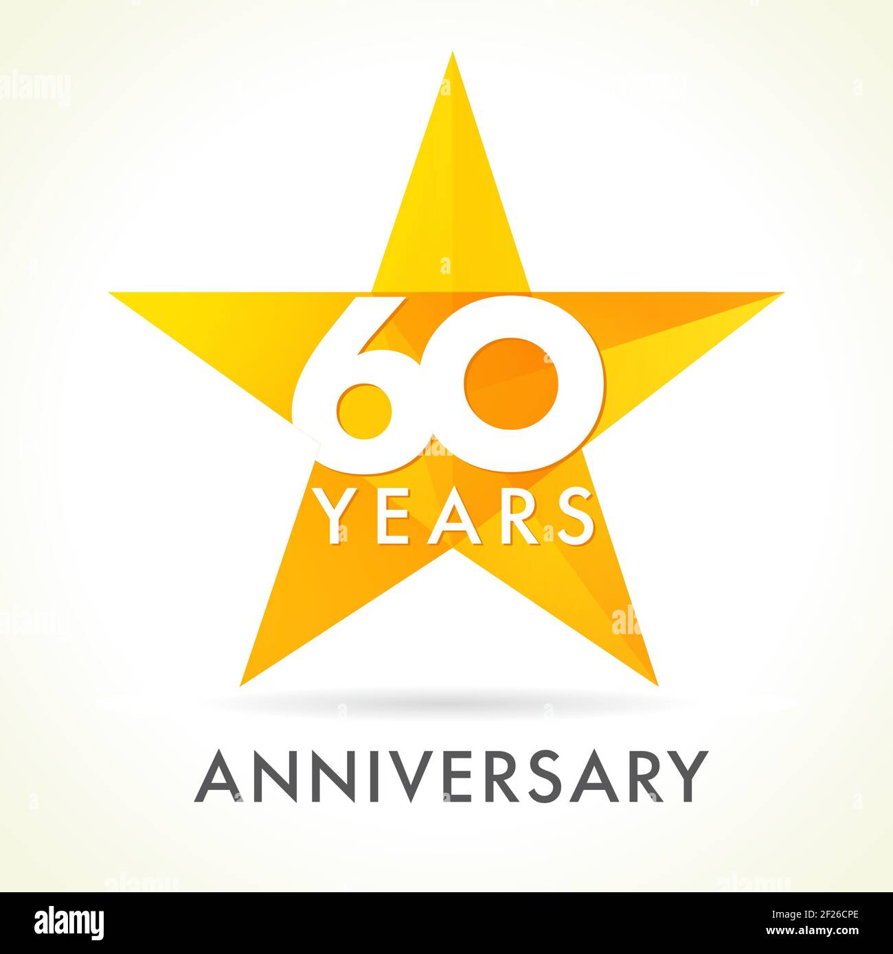 60 years old celebrating star logo. 60 th anniversary vector congrats color numbers. Greetings celebrates of winner. Stained glass colorful stars shap Stock Vector