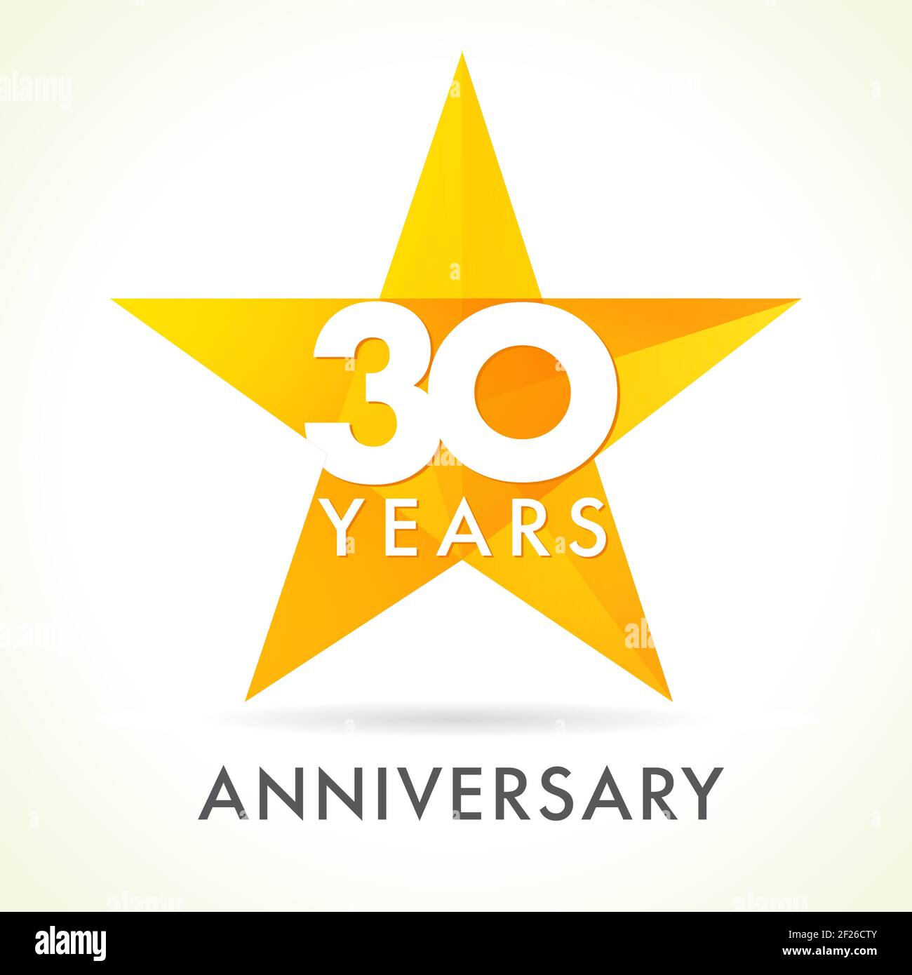 30 years old celebrating star logo. 30 th anniversary vector congrats color numbers. Greetings celebrates of winner. Stained glass colorful stars shap Stock Vector