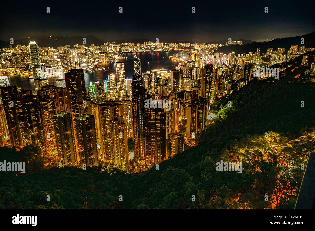 Hong Kong night view seen from Victoria Peak Stock Photo - Alamy