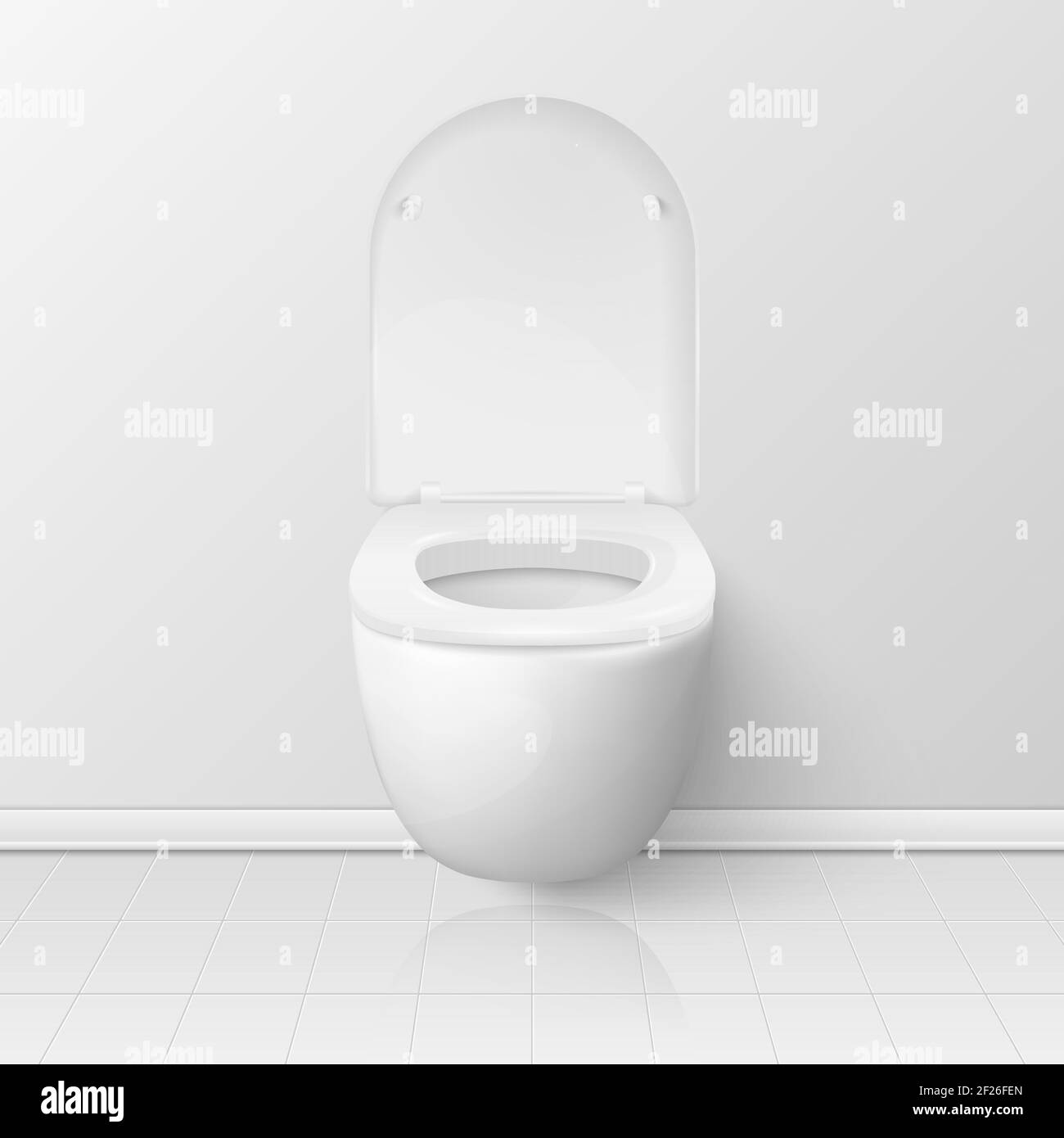 Vector 3d Realistic Opened White Ceramic Toilet Bowl with Lid in the ...