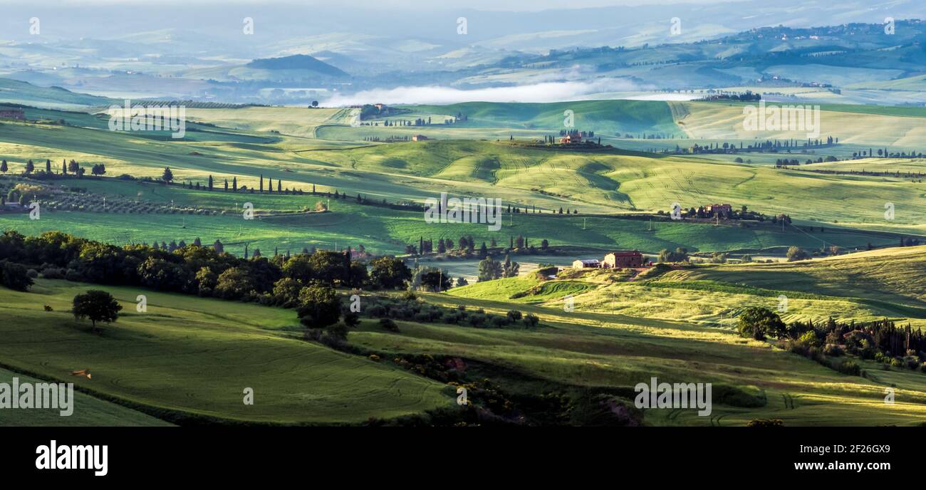 Farmland in Val d'Orcia Tuscany Stock Photo