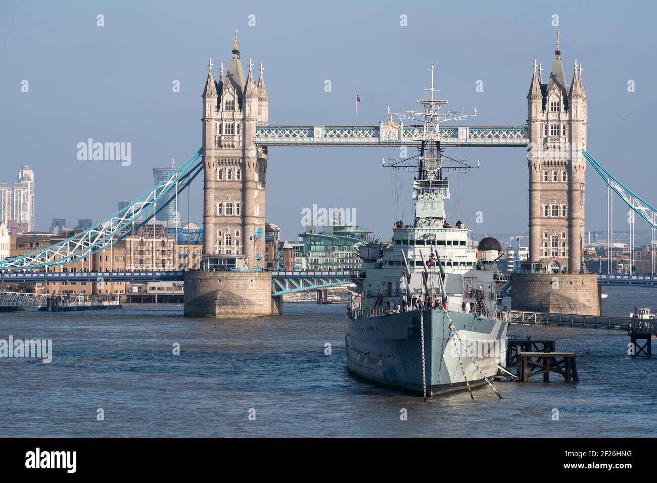 View of HMS Belfast in London Stock Photo