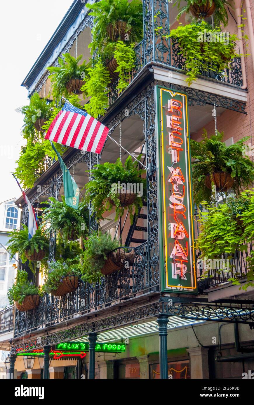 Looking up at the front of old house, now Felix’s Restaurant & Oyster