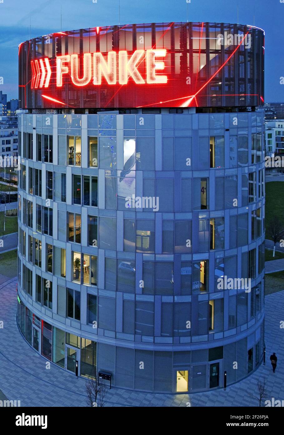 Funke Tower, Funke media group, Essen, Ruhr area, North Rhine-Westphalia, Germany, Europe Stock Photo