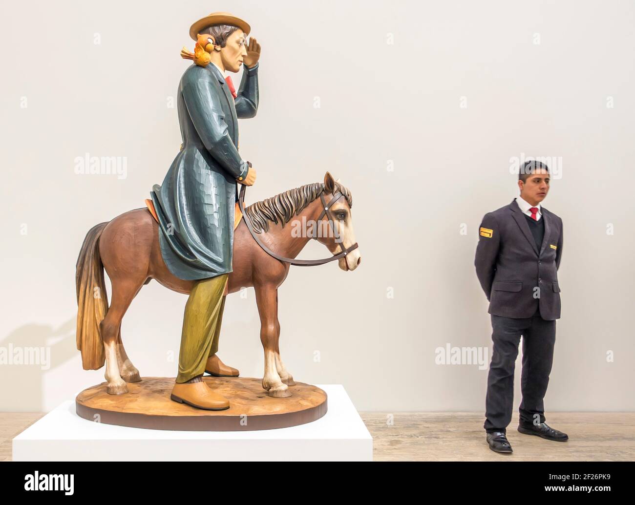 Buster Keaton sculpture by Jeff Koons exhibited in the Jumex Museum, Mexico City, Mexico Stock Photo