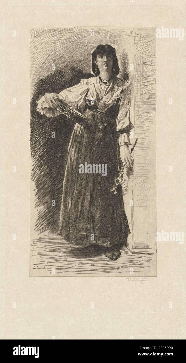 Italian woman with tambourine in hand Stock Photo Alamy