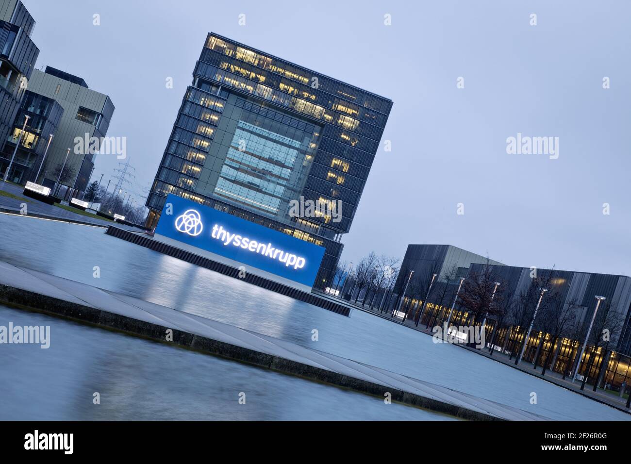 Economic imbalance at the corporate headquarters of ThyssenKrupp, Essen, Germany, Europe Stock Photo