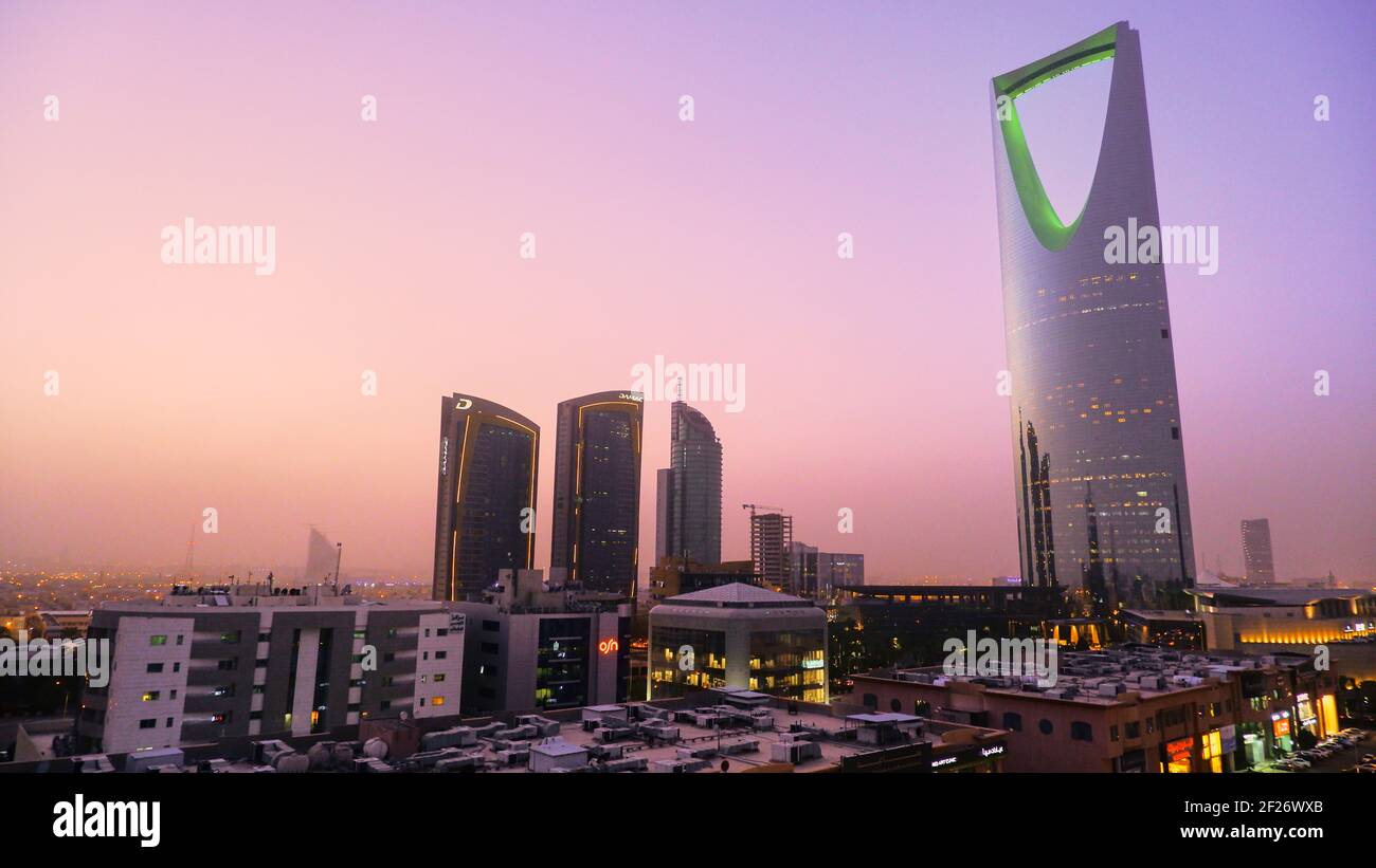 kingdom tower riyadh the landmark building of the saudi capital Stock Photo
