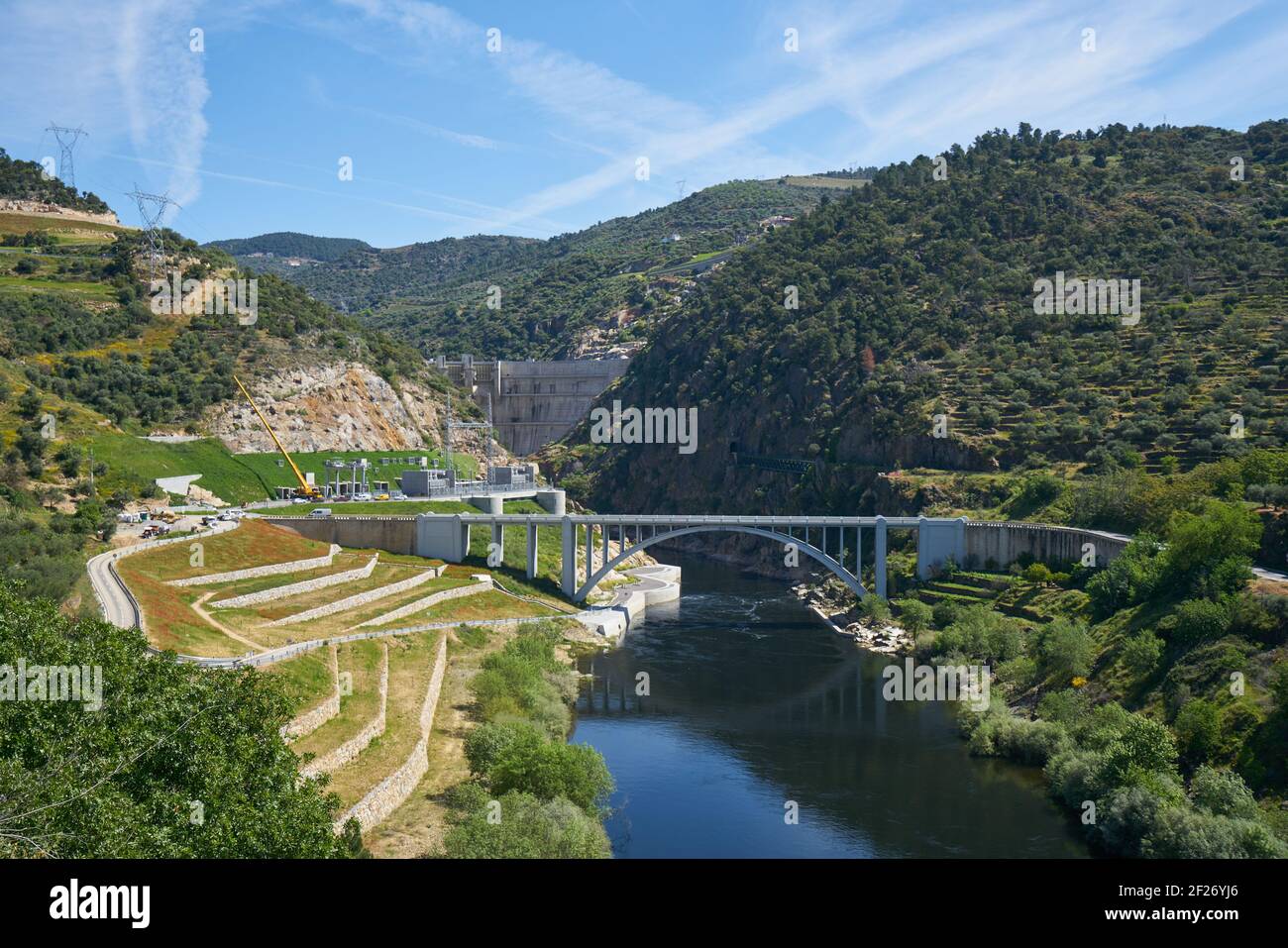 Foz Tua dam barragem landscape nature in Portugal Stock Photo