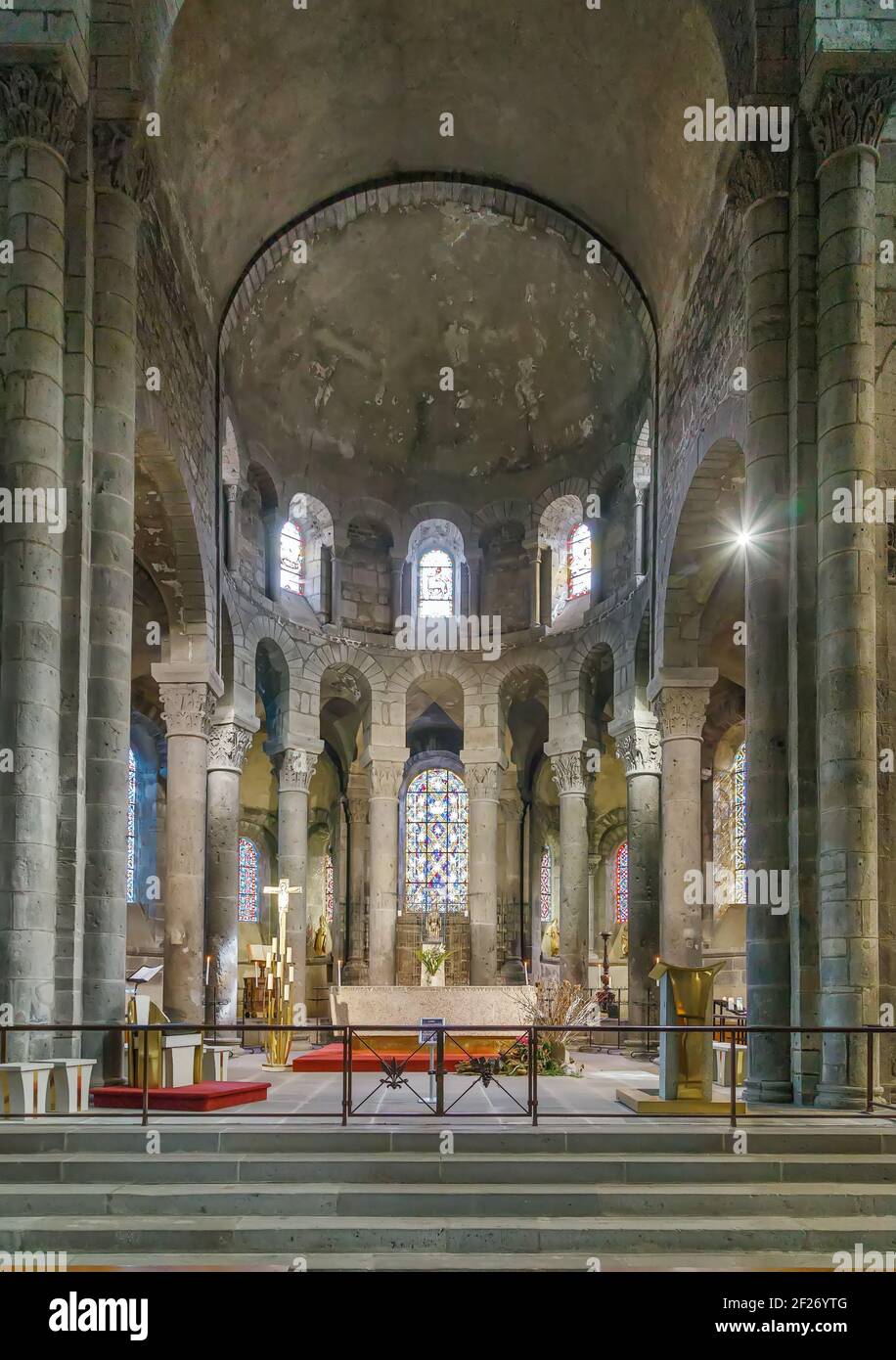 Basilica Notre-Dame d'Orcival, France Stock Photo