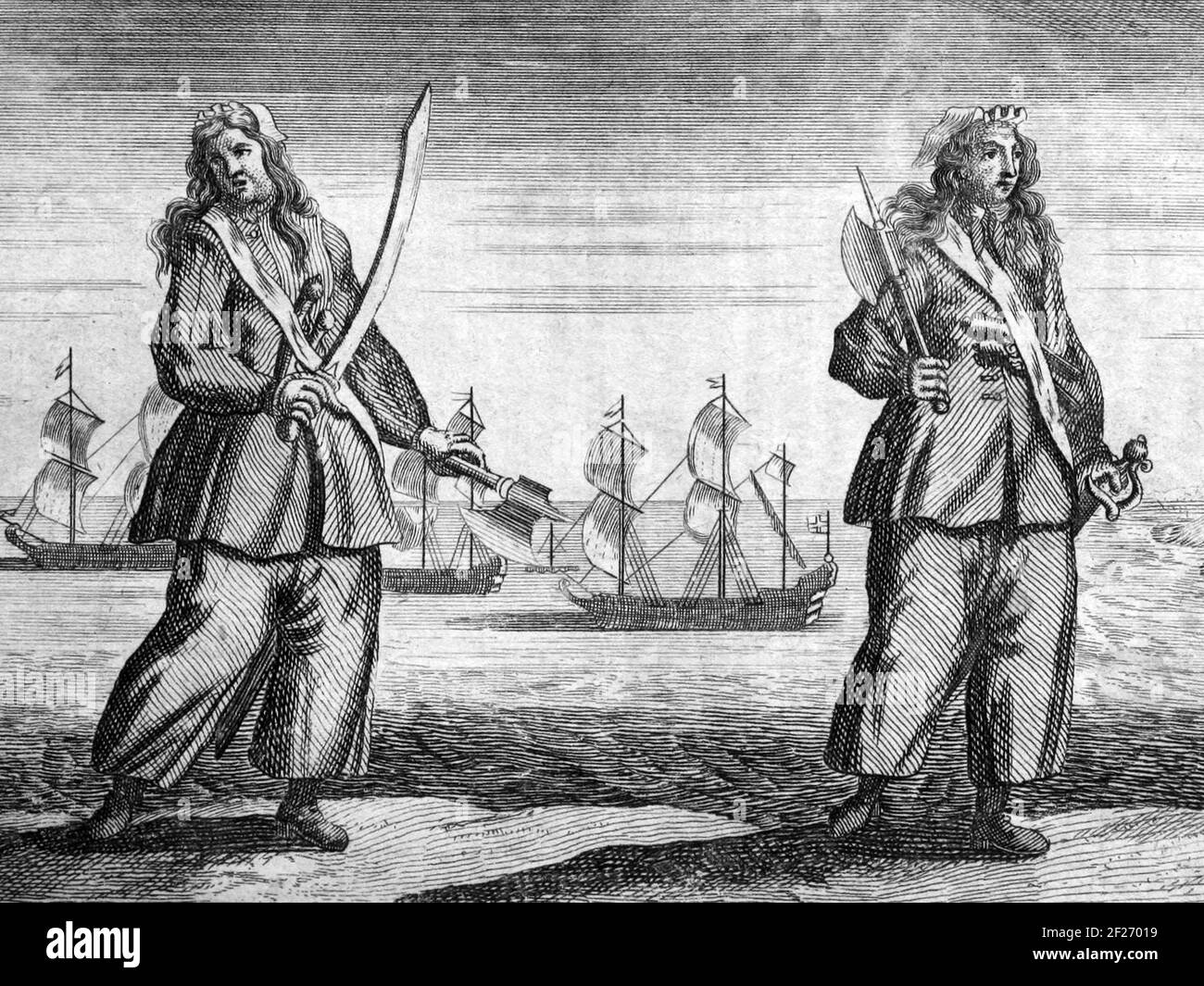 Anne Bonny, Anne Bonny and Mary Read, the female pirates Stock Photo
