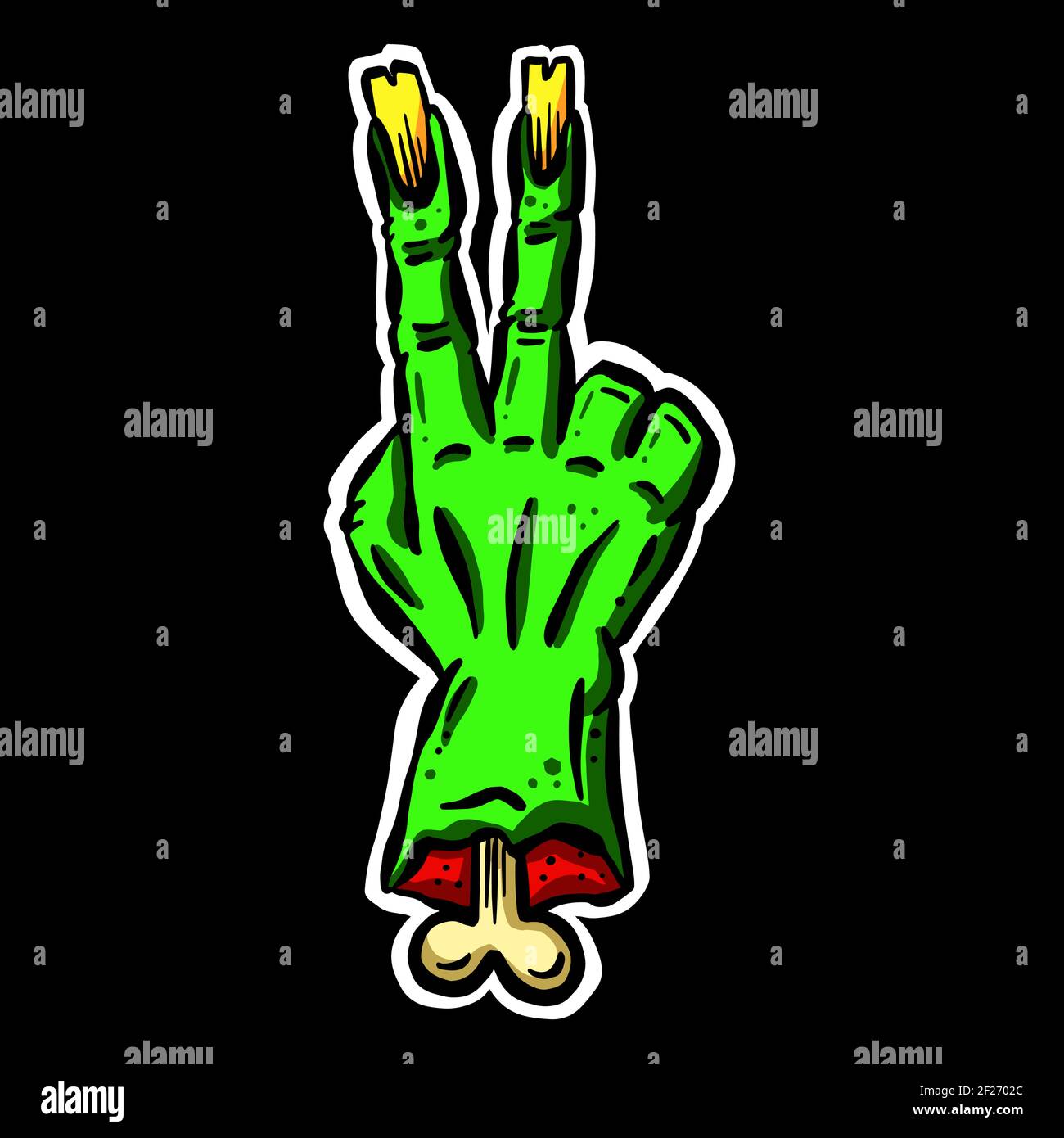 Hand Gesture Undead Zombie Halloween Hand Cartoon Illustration Stock