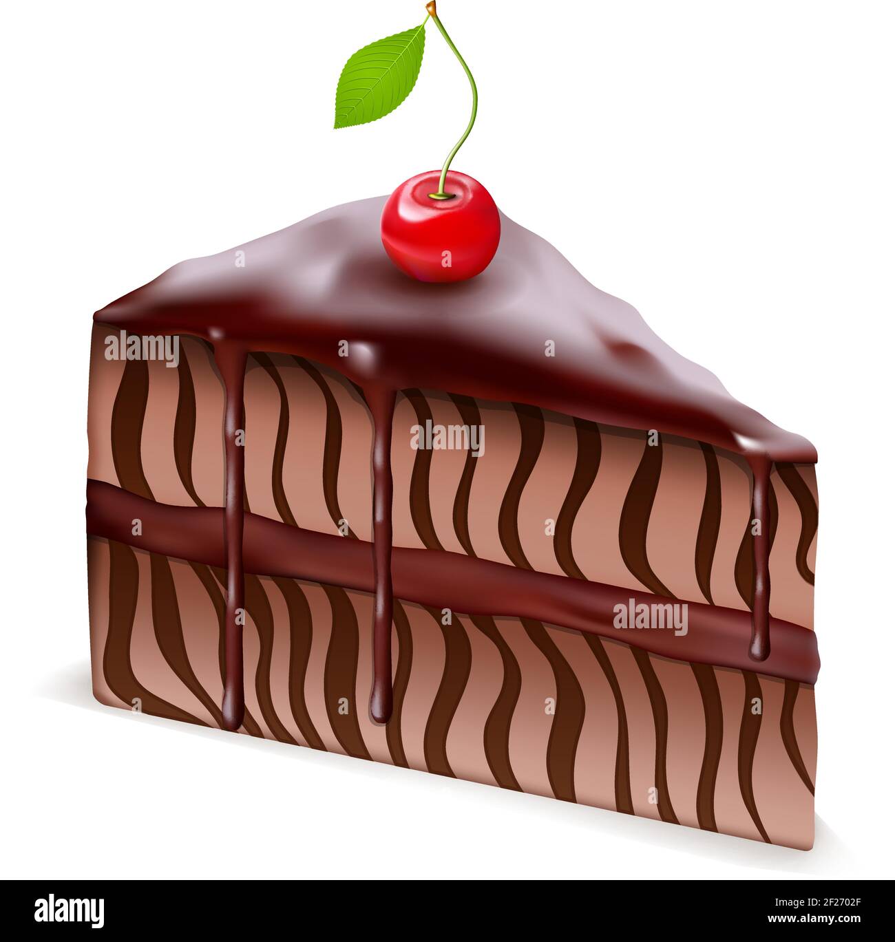 Vector Chocolate cake with Cherry isolated on white background Stock ...