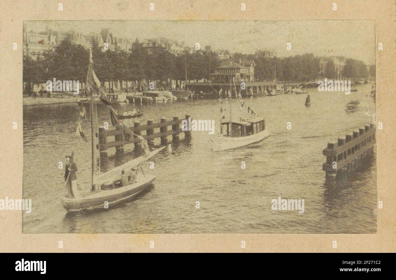 Plezierboten op de Amstel in Amsterdam.Part of family album with photos