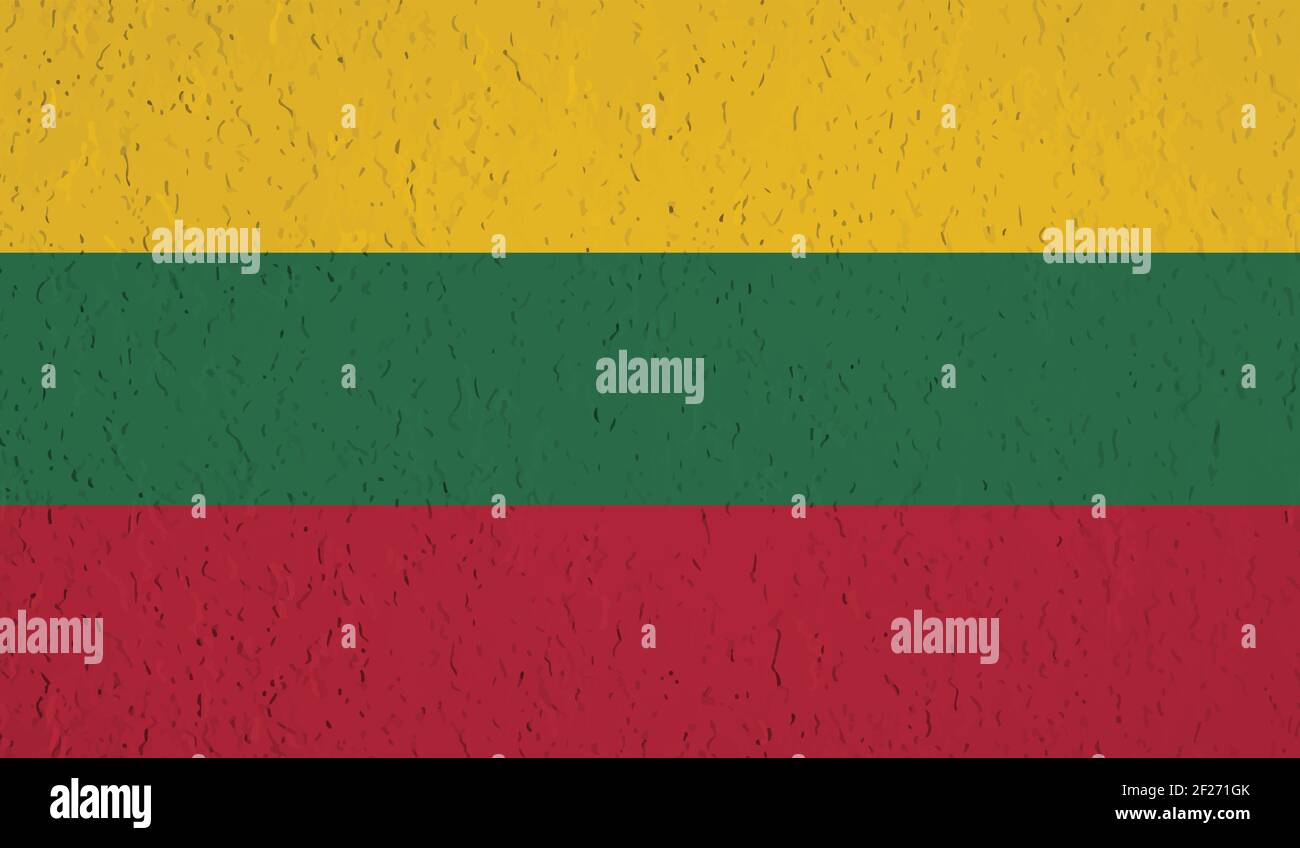 Lithuania flag with waving grunge texture. Vector background. Stock Vector