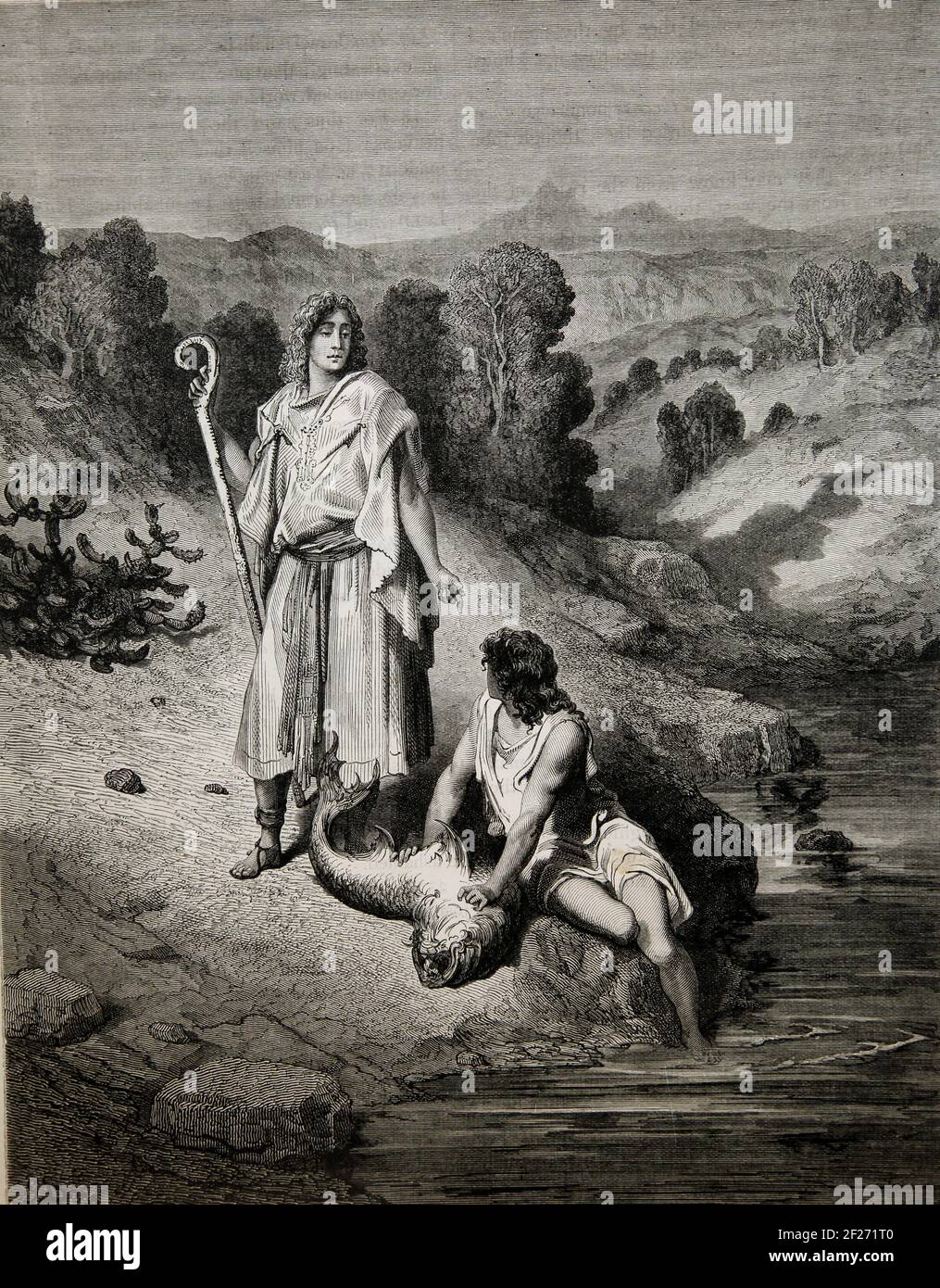 Bible Story Illustration of Tobias and the Angel - The Angel Raphael in ...
