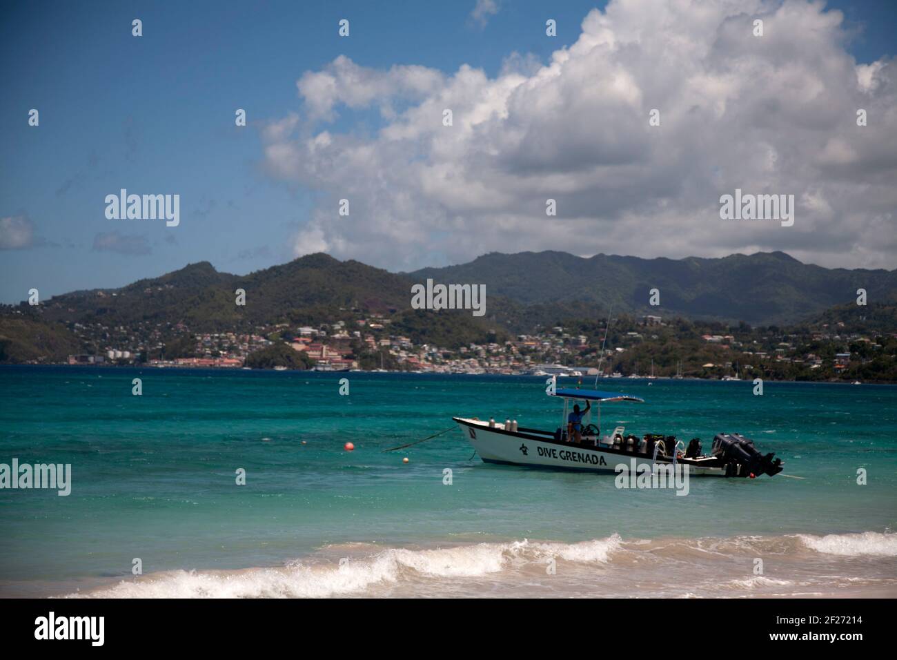 dive grenada boat grand anse beach  grenada windward islands west indies Stock Photo