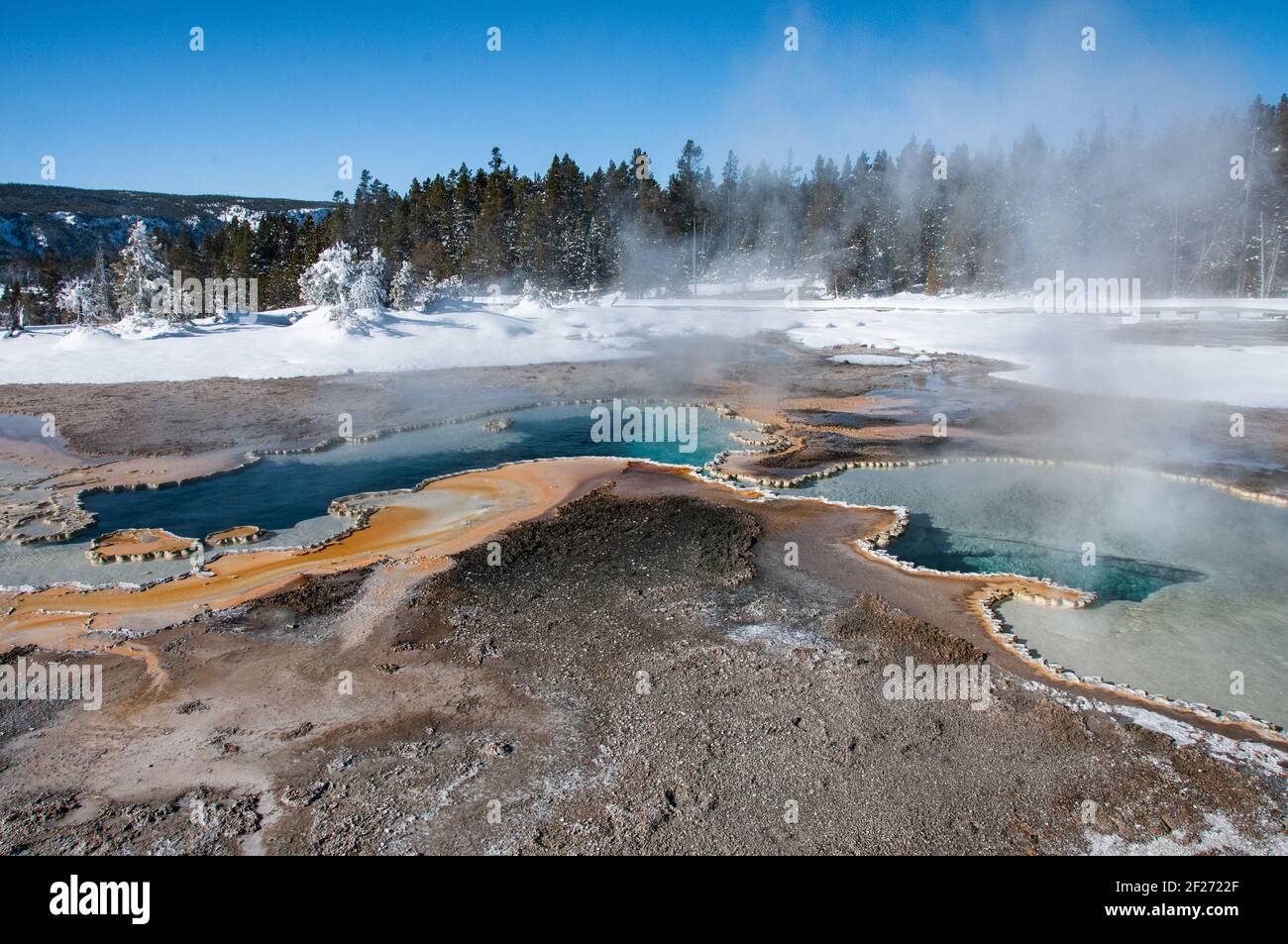 Geyser yellowstone snow hi-res stock photography and images - Alamy