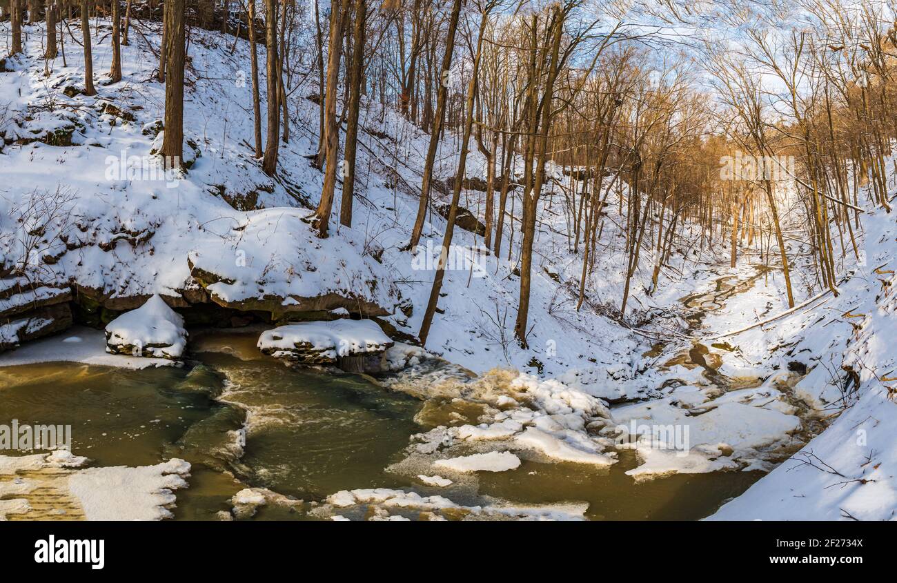 Louth Falls Conservation Area Niagara Escarpment Jordan Ontario Canada in winter Stock Photo