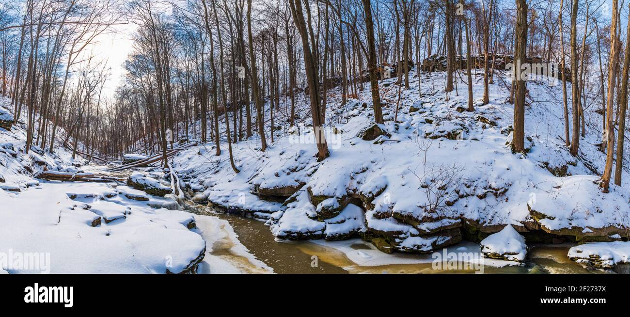 Louth Falls Conservation Area Niagara Escarpment Jordan Ontario Canada in winter Stock Photo