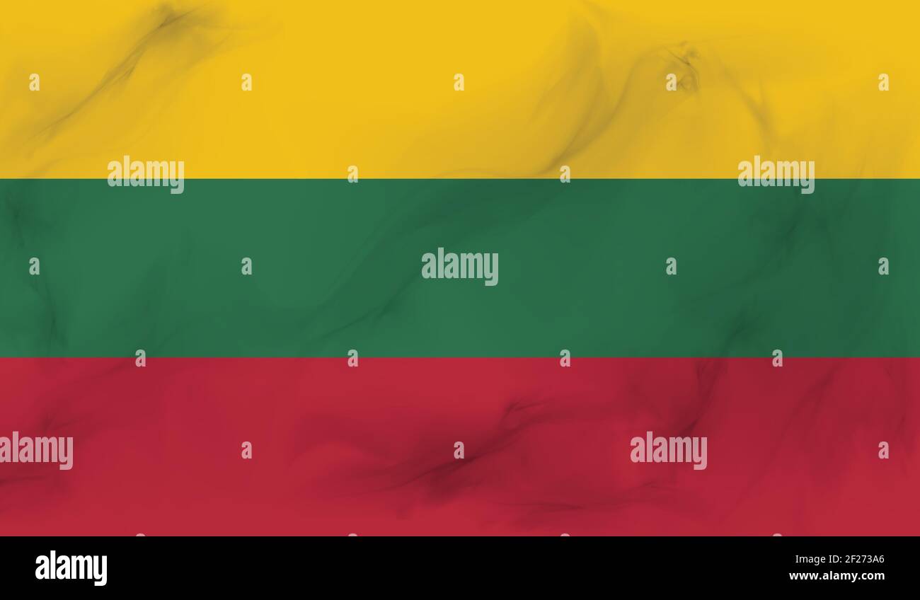 Lithuania flag with waving grunge texture. Vector background. Stock Vector