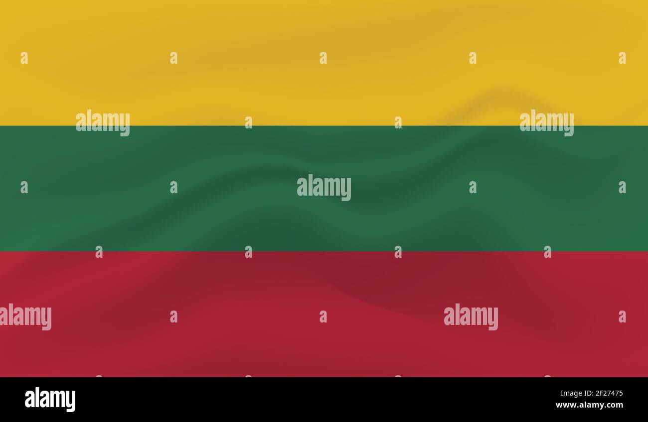 Lithuania flag with waving grunge texture. Vector background. Stock Vector