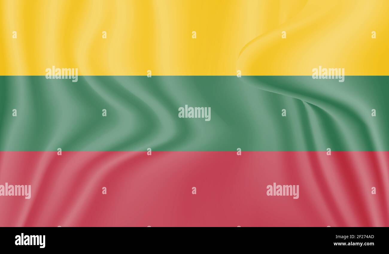 Lithuania flag with waving grunge texture. Vector background. Stock Vector