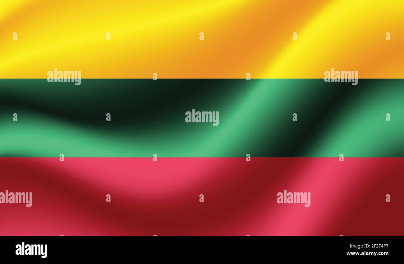 Lithuania flag with waving grunge texture. Vector background. Stock Vector