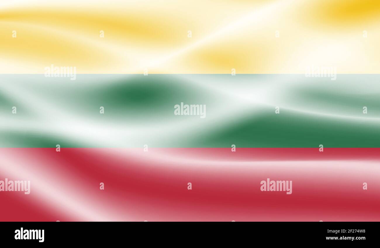Lithuania flag with waving grunge texture. Vector background. Stock Vector