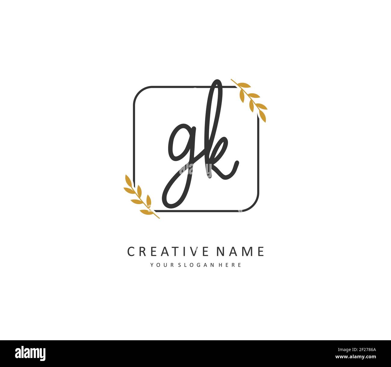 G K GK Initial letter handwriting and signature logo. A concept