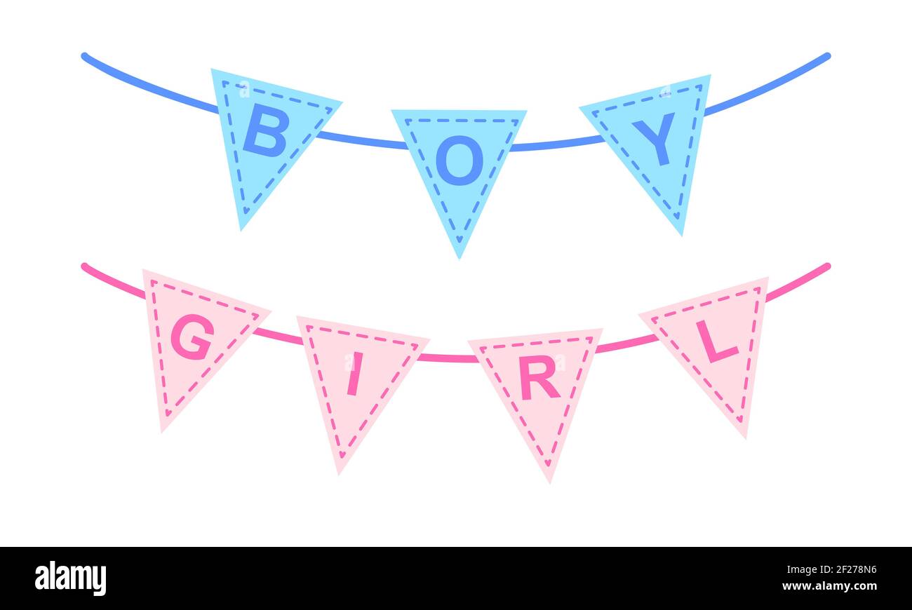 White Pink It's a Girl Baby Shower Bunting, Gender Reveal Party Decorations,  Baby Shower Party Bunting 