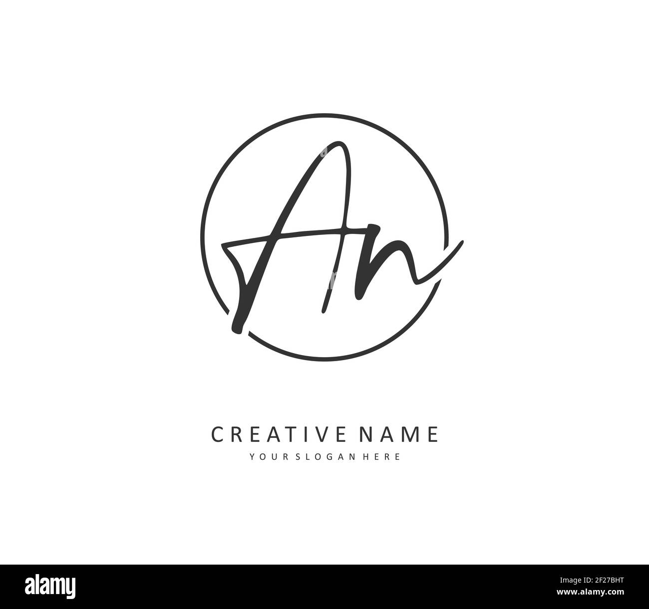 Initals An A N AN Initial letter handwriting and signature logo. A concept ...