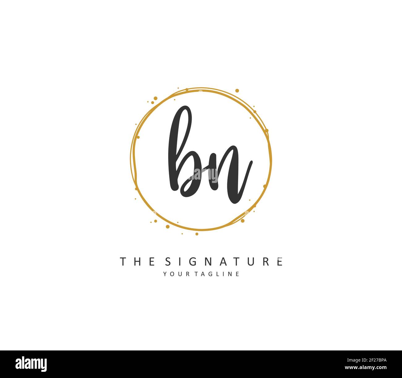 B N BN Initial letter handwriting and signature logo. A concept handwriting initial logo with template element. Stock Vector