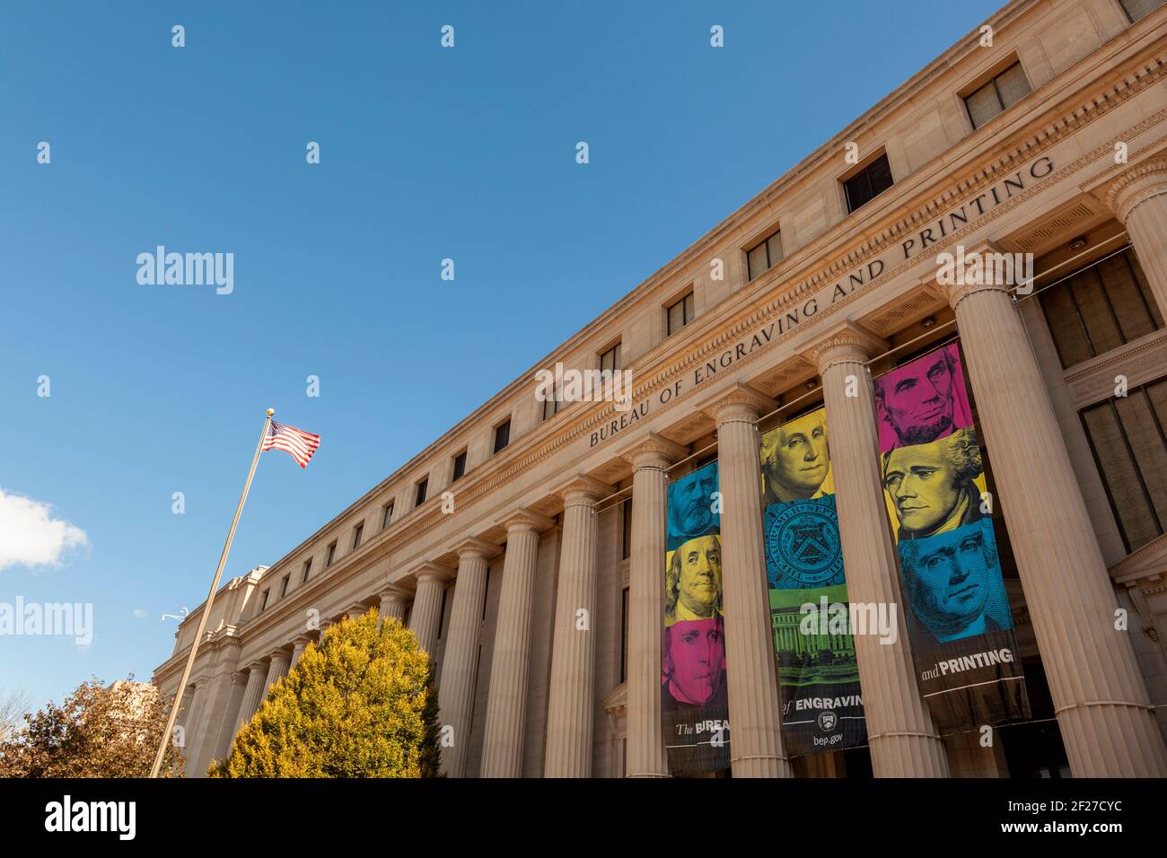 Washington D.C. USA 11-02-2020: Image showing the exterior of the Bureau of Engraving and Printing, a federal building under the Department of Treasur Stock Photo