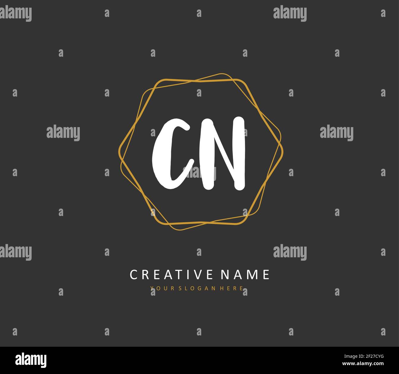 C N CN Initial letter handwriting and signature logo. A concept handwriting initial logo with template element. Stock Vector