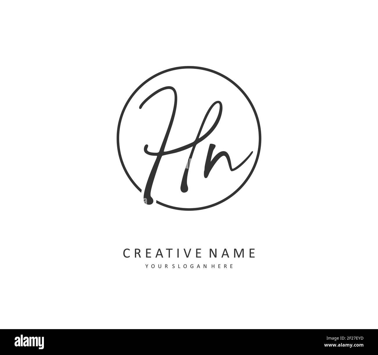 H N HN Initial letter handwriting and signature logo. A concept