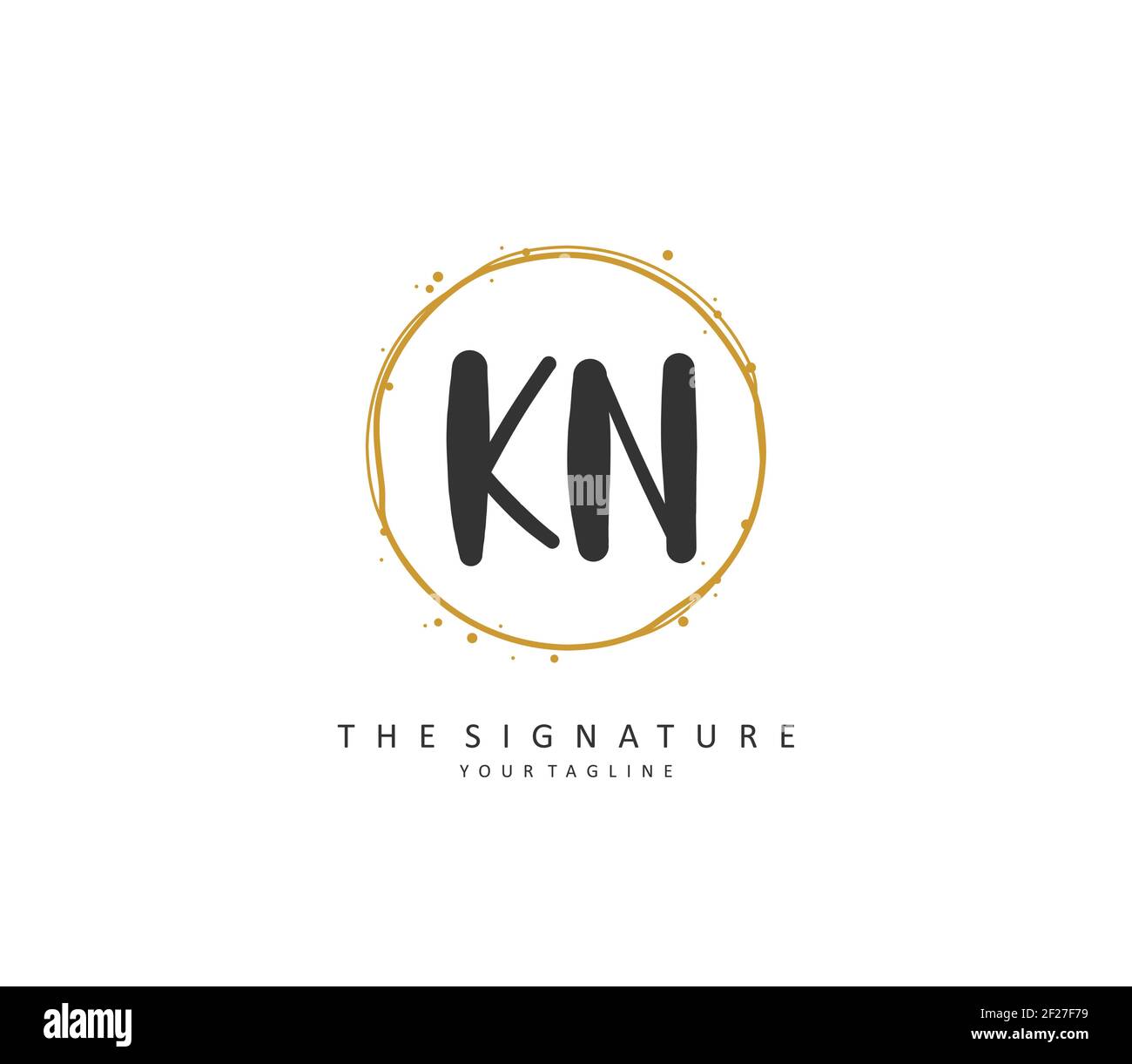 K N KN Initial letter handwriting and signature logo. A concept