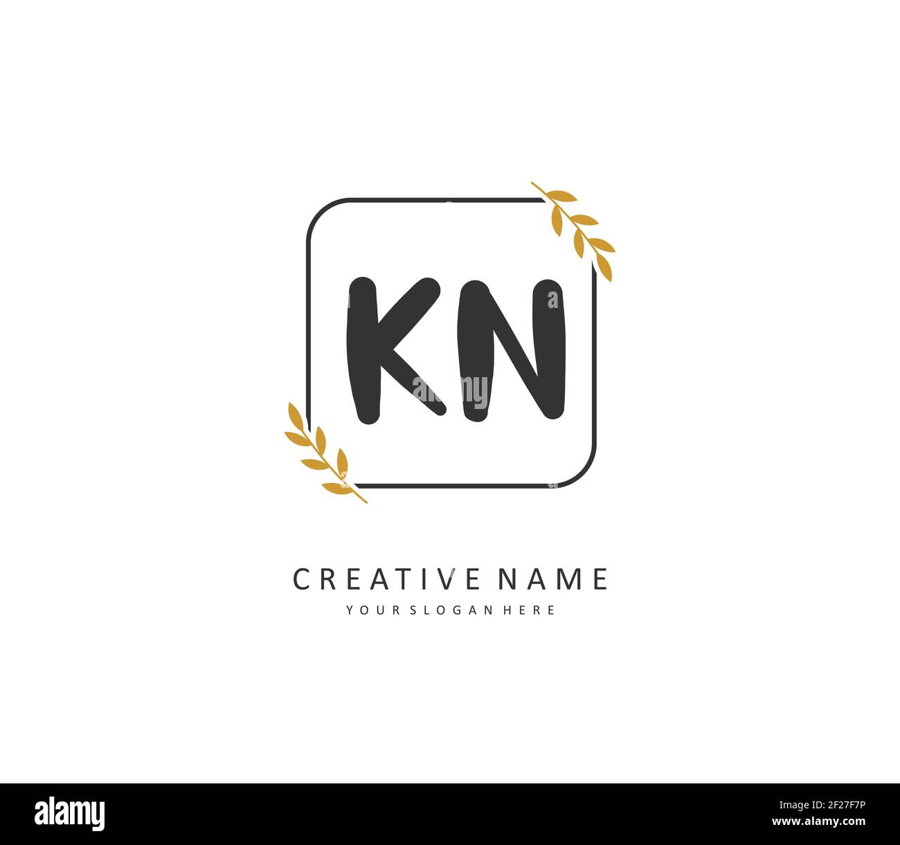 K N KN Initial letter handwriting and signature logo. A concept