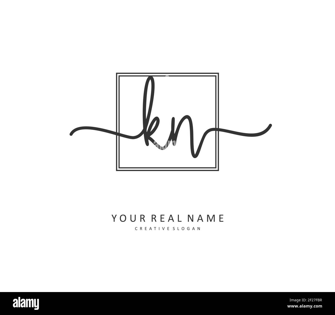 K N KN Initial letter handwriting and signature logo. A concept