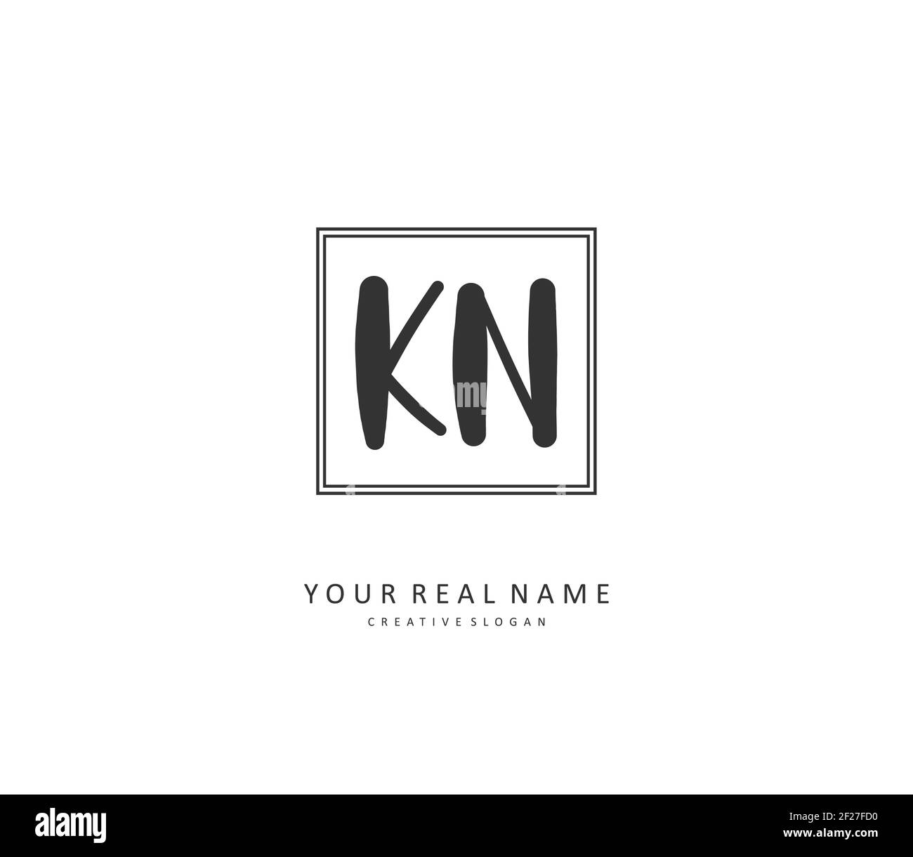 K N KN Initial letter handwriting and signature logo. A concept