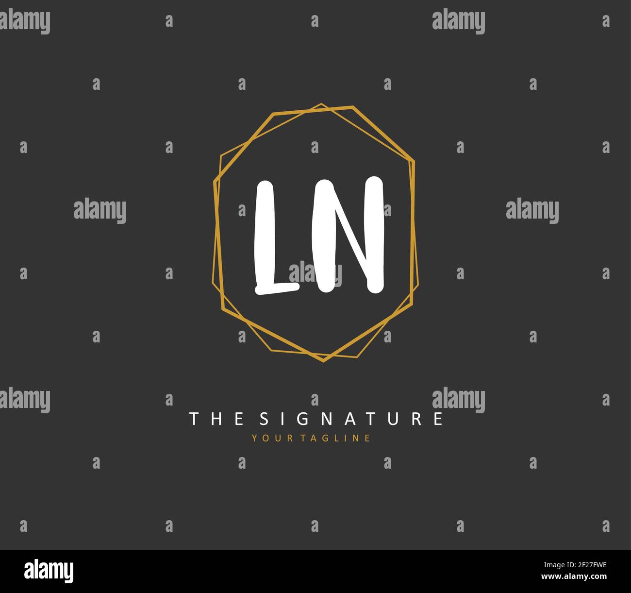L N LN Initial letter handwriting and signature logo. A concept ...