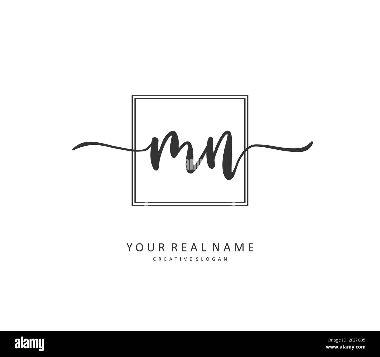 M N MN Initial letter handwriting and signature logo. A concept handwriting initial logo with template element. Stock Vector