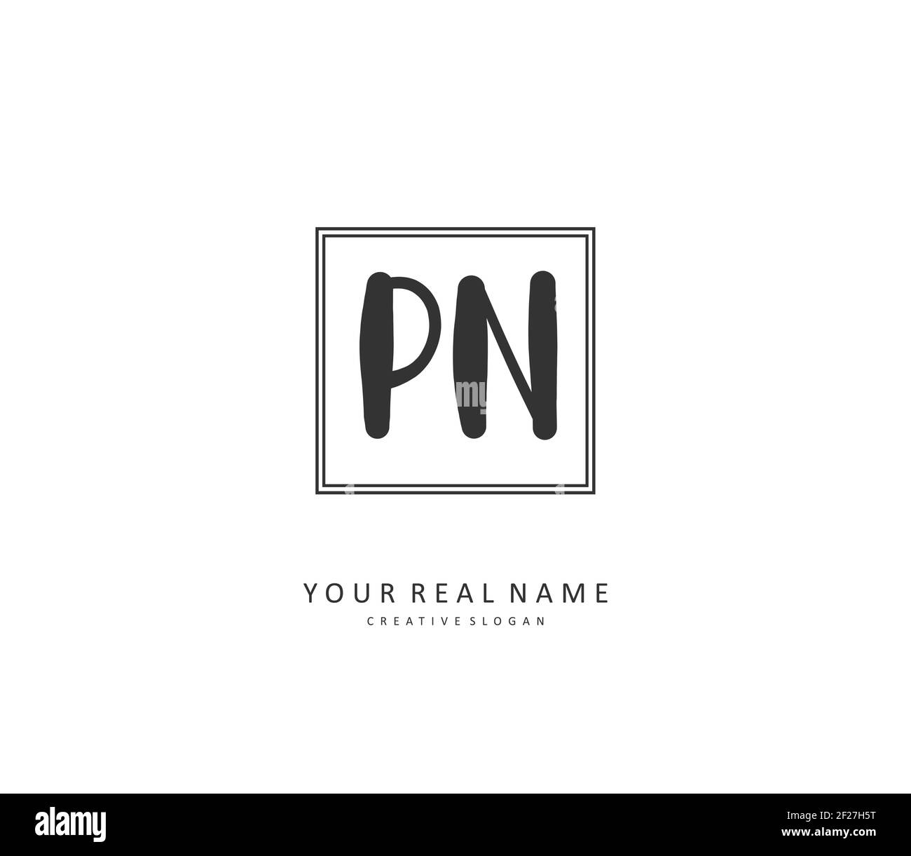 P N PN Initial letter handwriting and signature logo. A concept ...